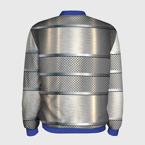 Мужской бомбер Металлические полосы - текстура алюминия / 3D-Синий – фото 2