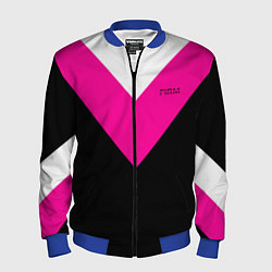 Мужской бомбер FIRM черный с розовой вставкой