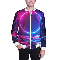 Бомбер мужской Круг и разноцветные кристаллы - vaporwave, цвет: 3D-белый — фото 2