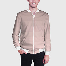Бомбер мужской Монохромный полосатый розовато-бежевый, цвет: 3D-белый — фото 2