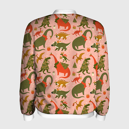Мужской бомбер Dinosaurs with gifts / 3D-Белый – фото 2