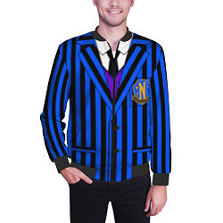 Бомбер мужской Ученик академии Невермор: униформа, цвет: 3D-черный — фото 2