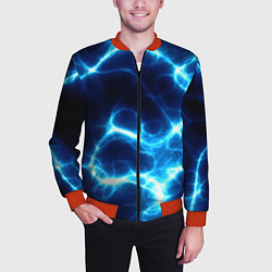 Бомбер мужской Молния грозовая - электрические разряды, цвет: 3D-красный — фото 2