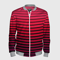 Бомбер мужской Красно-черный полосатый узор, цвет: 3D-меланж