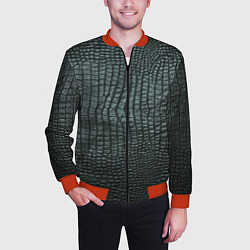 Бомбер мужской Кожа крокодила - fashion, цвет: 3D-красный — фото 2