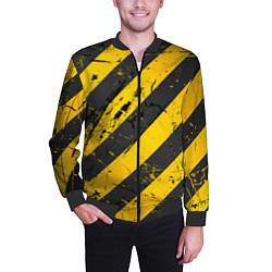 Бомбер мужской WARNING - желто-черные полосы, цвет: 3D-черный — фото 2