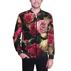 Бомбер мужской Нежные кустовые розы, цвет: 3D-черный — фото 2