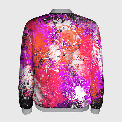 Мужской бомбер Разбрызганная красная краска - темный фон / 3D-Меланж – фото 2