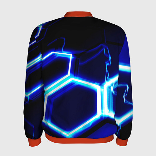 Мужской бомбер Neon abstraction plates storm / 3D-Красный – фото 2