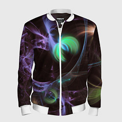 Мужской бомбер Магические фиолетовые волны и цветные космические