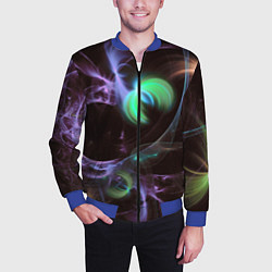 Бомбер мужской Магические фиолетовые волны и цветные космические, цвет: 3D-синий — фото 2