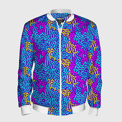 Бомбер мужской Абстрактные психоделические полосы, цвет: 3D-белый