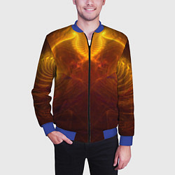 Бомбер мужской Абстрактное тёмно-жёлтое узорчатое свечение во тьм, цвет: 3D-синий — фото 2