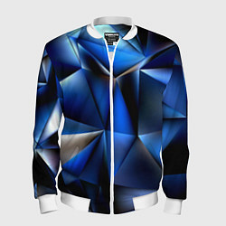 Бомбер мужской Polygon blue abstract, цвет: 3D-белый