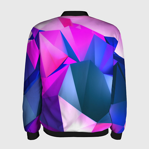 Мужской бомбер Neon blue polygons / 3D-Черный – фото 2