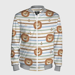 Мужской бомбер Лев и якори: полосы - паттерн