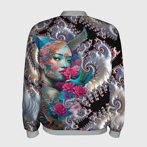 Мужской бомбер Japanese beauty - irezumi / 3D-Меланж – фото 2