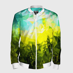 Бомбер мужской Green abstract colors, цвет: 3D-белый