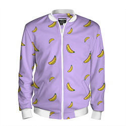 Бомбер мужской Паттерн - бананы, цвет: 3D-белый