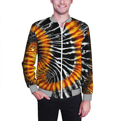Бомбер мужской Tie dye - тай дай в черно белую полоску, цвет: 3D-меланж — фото 2