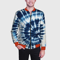 Бомбер мужской Эффект тай дай - размытый синий узор, цвет: 3D-красный — фото 2