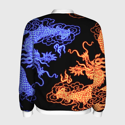 Мужской бомбер Парящие неоновые драконы / 3D-Белый – фото 2