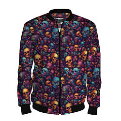 Бомбер мужской Россыпь мелких разноцветных черепков, цвет: 3D-черный