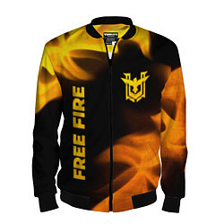 Мужской бомбер Free Fire - gold gradient: надпись, символ