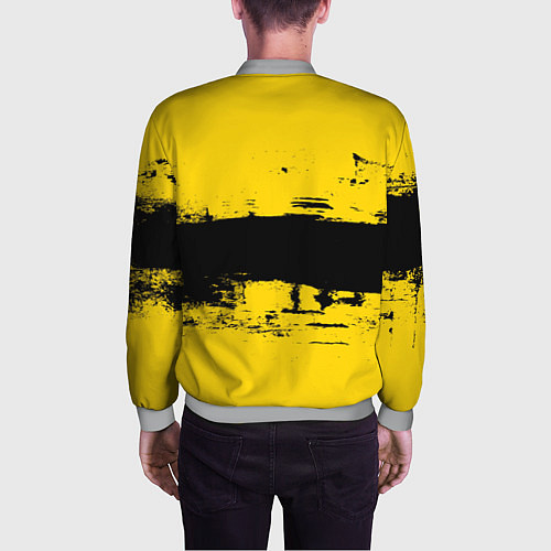 Мужской бомбер Черно-желтая полоса Cyberpunk 2077 / 3D-Меланж – фото 4