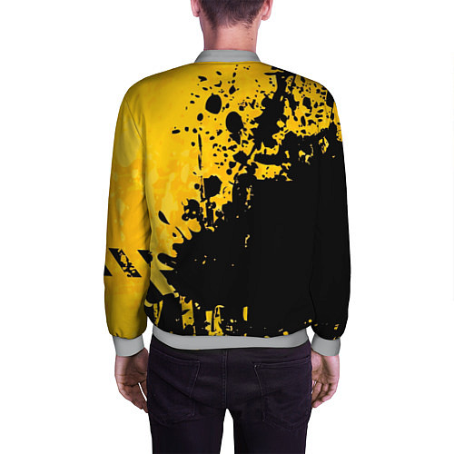 Мужской бомбер Пятна черной краски на желтом фоне / 3D-Меланж – фото 4