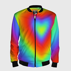 Мужской бомбер Сердце - радужный градиент