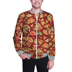 Бомбер мужской Кусочки пиццы ассорти - акварельный паттерн, цвет: 3D-меланж — фото 2