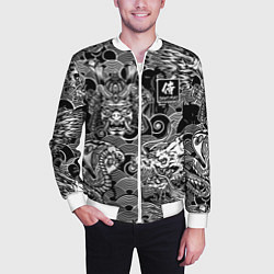 Бомбер мужской Татуировки самурая, цвет: 3D-белый — фото 2