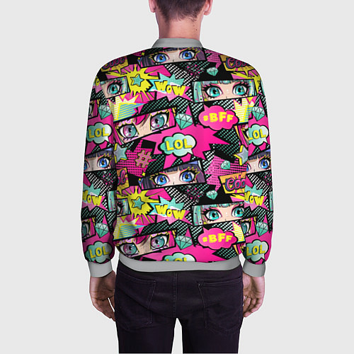 Мужской бомбер Глаза аниме-девушки: cool pattern / 3D-Меланж – фото 4
