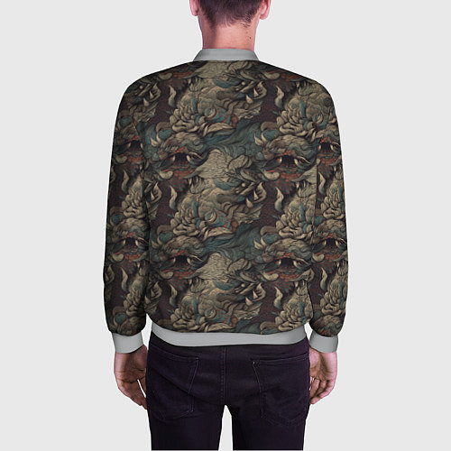 Мужской бомбер Тёмный фон с элементами дракона / 3D-Меланж – фото 4