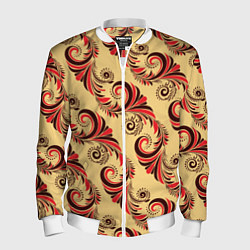 Бомбер мужской Винтажный растительный орнамент, цвет: 3D-белый