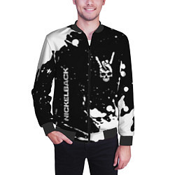 Бомбер мужской Nickelback и рок символ на темном фоне, цвет: 3D-черный — фото 2