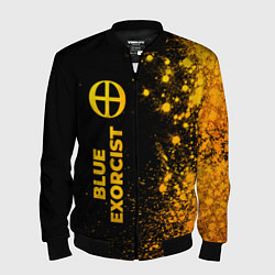Бомбер мужской Blue Exorcist - gold gradient: по-вертикали, цвет: 3D-черный