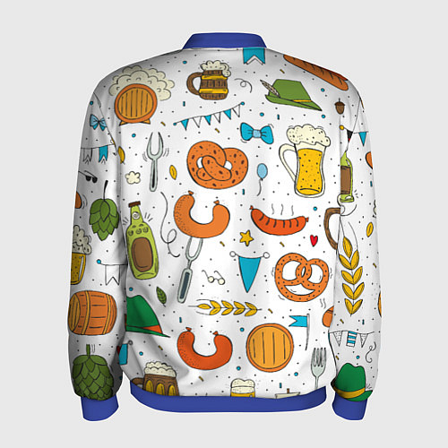 Мужской бомбер Октоберфест - цветной дудл / 3D-Синий – фото 2