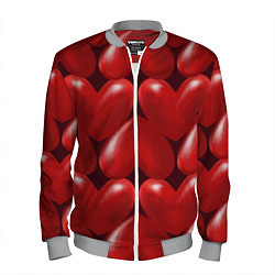 Бомбер мужской Red hearts, цвет: 3D-меланж