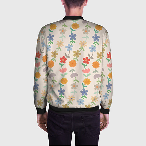 Мужской бомбер Flowers life / 3D-Черный – фото 4