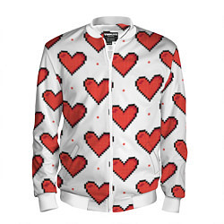 Бомбер мужской Pixel heart, цвет: 3D-белый