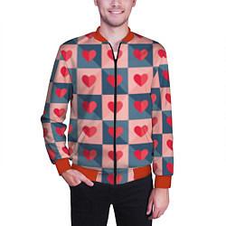 Бомбер мужской Pettern hearts, цвет: 3D-красный — фото 2