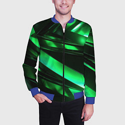 Бомбер мужской Зеленая неоновая абстракция, цвет: 3D-синий — фото 2