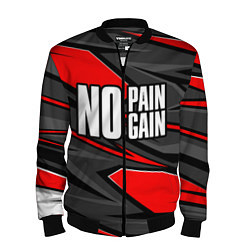 Бомбер мужской No pain no gain - красный, цвет: 3D-черный