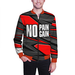 Бомбер мужской No pain no gain - красный, цвет: 3D-красный — фото 2