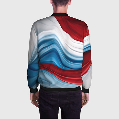 Мужской бомбер Флаг России абстракт / 3D-Черный – фото 4
