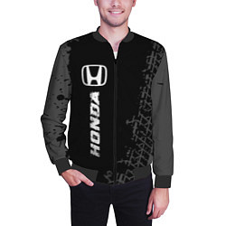 Бомбер мужской Honda speed на темном фоне со следами шин: по-верт, цвет: 3D-черный — фото 2