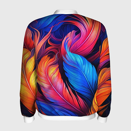 Мужской бомбер Экзотические перья / 3D-Белый – фото 2