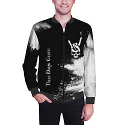 Бомбер мужской Three Days Grace и рок символ на темном фоне, цвет: 3D-черный — фото 2